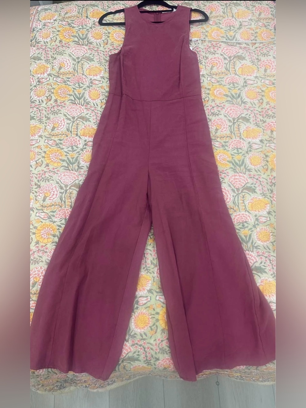 Mango Sleeveless Wide-Leg Jumpsuit in Plum